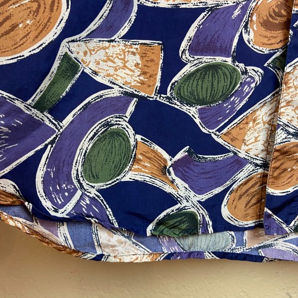 Vintage Mens 100% Silk dress shirt  Chiamare' Size S Abstraction Print - Picture 6 of 10